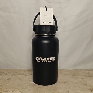 Coach Matte Black Stainless Steel Water Coffee Bottle NWT